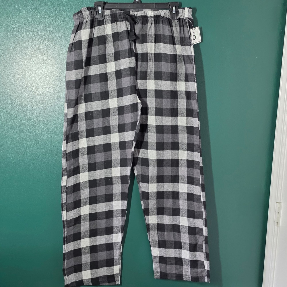 Five Below Style Womens XXL Pajama Pants Black Grey Buffalo Plaid Flannel Sleep